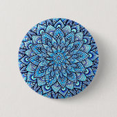 Blaue Handgemalte Mandala-Design-Pin-Taste Button (Vorderseite)