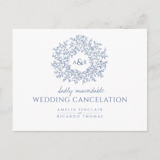 Blaue handgezeichnete Blindblattlänge Ankündigungspostkarte (Vorderseite)