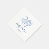 Blaue handgezeichnete Herzen Monogramm Whimsical H Serviette (Ecke)