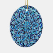 Blaue handgezeichnete Mandala-Design Keramik Ornament (Rechts)