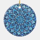 Blaue handgezeichnete Mandala-Design Keramik Ornament (Hinten)