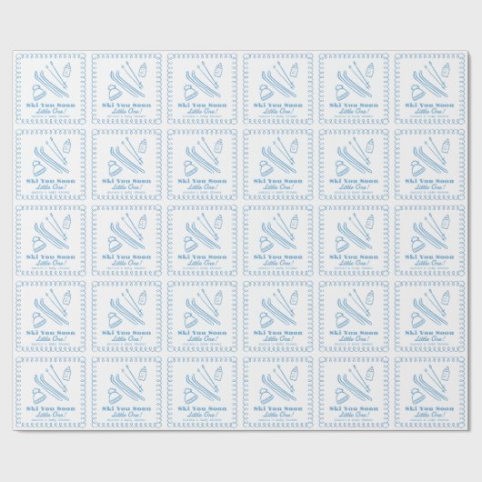 Blaue handgezeichnete Ski Dich bald Junge Baby-Par Geschenkpapier (Flach)