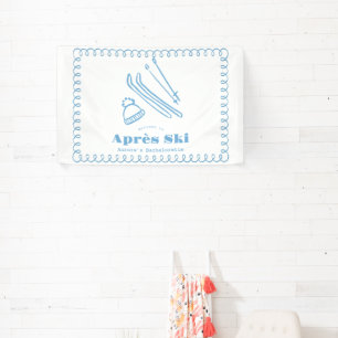 Blaue handgezeichnete Winter Après-Ski-Junggeselli Banner