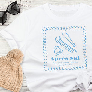 Blaue Handgezeichnete Winter Après Ski Junggeselli T-Shirt