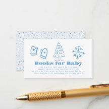 Blaue handgezeichnete Winter-Baby-Shower-Buch-Anfr
