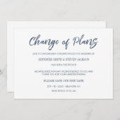 Blaue Handschrift Änderung der Pläne Ankündigung (Vorne/Hinten)