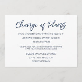 Blaue Handschrift Änderung der Pläne Ankündigung