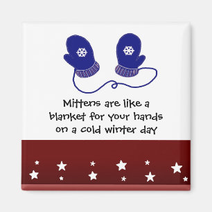 Blaue Handschuhe mit Winterspruch Magnet