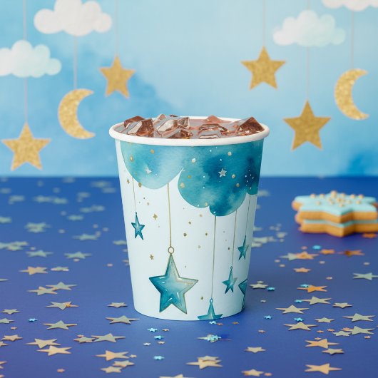 Blaue hängende Sterne Papiertasse Pappbecher
