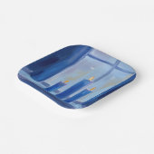 Blaue Hanukka-Kerzen Aquarell Pappteller (Gewinkelt)
