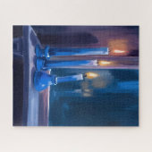 Blaue Hanukkah-Kerzen Aquarell Puzzle (Horizontal)