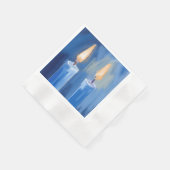 Blaue Hanukkah-Kerzen Wasserfarbe Urlaub Serviette (Ecke)