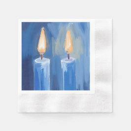Blaue Hanukkah-Kerzen Wasserfarbe Urlaub Serviette