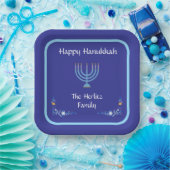 Blaue HANUKKAH-Menora Anpassen NAME Pappteller (Party)