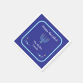 Blaue HANUKKAH Menora Anpassen NAME Serviette (Ecke)