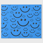 Blaue Happelgesichtsausdruck Geschenkpapier (Flach)