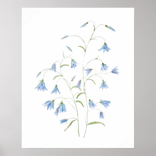 Blaue Harebell-Blume 2021 Aquarell Poster (Vorne)