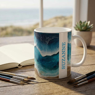 Blaue Harzwellen-Strand Kaffeetasse