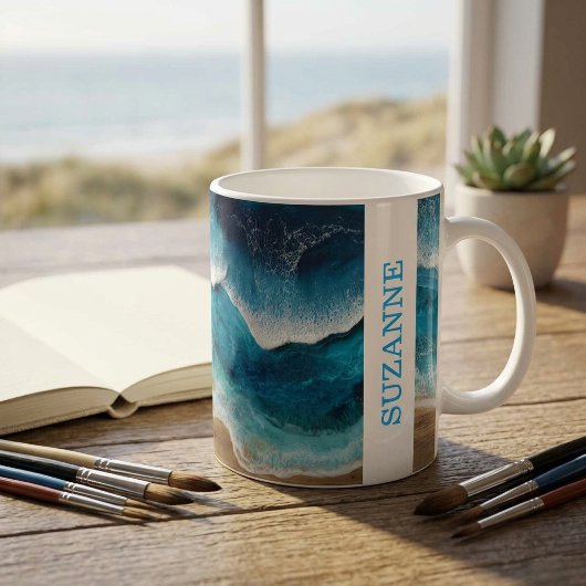 Blaue Harzwellen-Strand Kaffeetasse