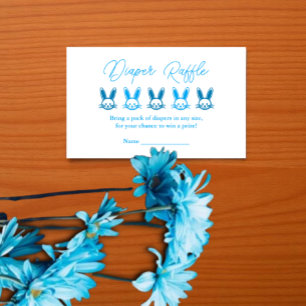 Blaue Häschen-Baby-Party-Windel-Raffle Begleitkarte