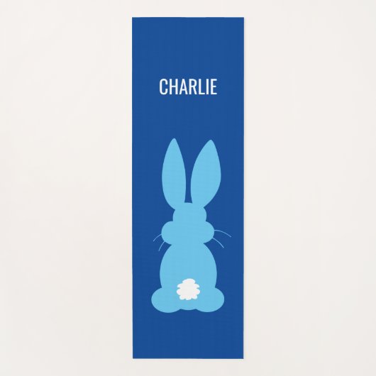 Blaue Häschen-Silhouette-personalisiertes süßes Yogamatte (Vorderseite)