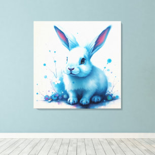 Blaue Hase-Wasserfarben-Kunst Leinwanddruck