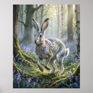 Blaue Hasenfeder Frühjahrsnebel Poster