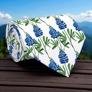 Blaue Haube Texas Wildblumen Aquarellmuster Krawatte