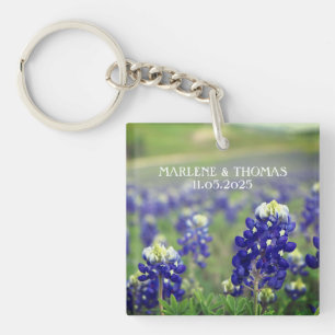 Blaue Hauben Blaue Blumen Texas Florale Hochzeit Schlüsselanhänger