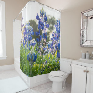 Blaue Hauben Blaue Blumen Texas Texan Elegant Duschvorhang