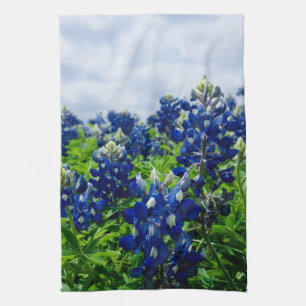 Blaue Hauben Blaue Blumen Texas Texan Elegant Geschirrtuch