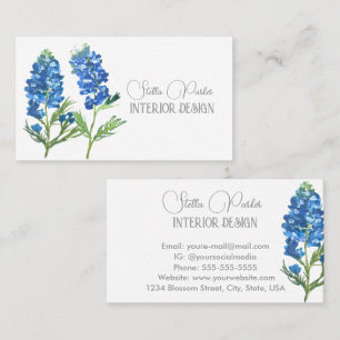 Blaue Hauben Elegante Florale Texas-Geschäftskarte Visitenkarte