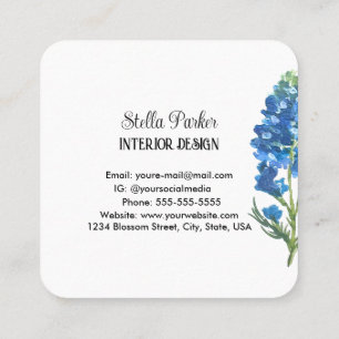 Blaue Hauben Elegante Florale Texas Visitenkarte