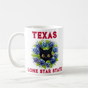Blaue Hauben Süße Katze Texas Blumen Lupine  Kaffeetasse