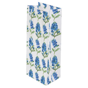 Blaue Hauben Texas Blaue Blumen Aquarell Geschenktüte Für Weinflaschen