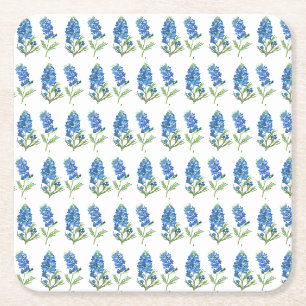 Blaue Hauben Texas Blaue Blumen Aquarell Rechteckiger Pappuntersetzer