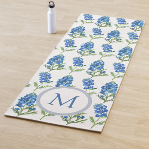 Blaue Hauben Texas Blaue Blumen Aquarellmuster Yogamatte