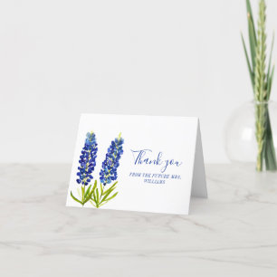 Blaue Hauben Texas Blaue Blumen Hochzeitsparty Dankeskarte