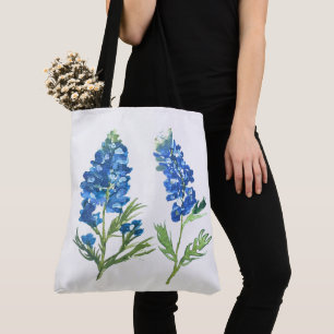 Blaue Hauben Texas Blaue Blumen vintage Aquarell Tasche