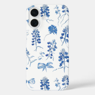 Blaue Hauben Texas-Blume Floral Blaues Schleifenmu iPhone 16 Hülle