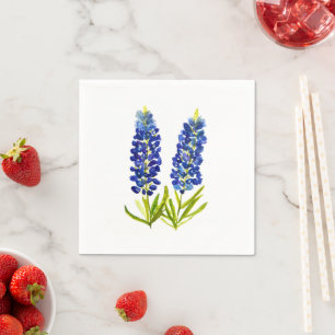 Blaue Hauben Texas Blumen Wildblume Aquarell Serviette