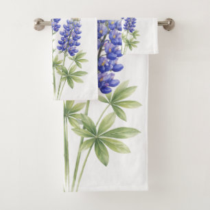 Blaue Hauben Texas State Blaue Blumen Aquarell Badhandtuch Set