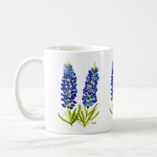 Blaue Hauben Texas State Blumen Lupine Aquarell Kaffeetasse