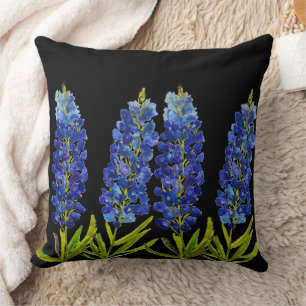 Blaue Hauben Texas State Blumen Lupine Aquarell  Kissen
