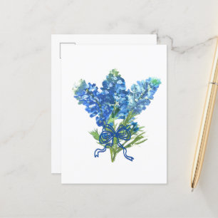 Blaue Hauben Texas State Blumen Lupine Aquarell  Postkarte