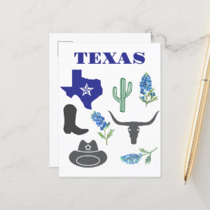 Blaue Hauben Texas State Blumen Lupine Aquarell  Postkarte