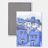 Blaue Häuser in Chefchaouen Marokko Reise Magnet (Vorderseite/Rückseite)