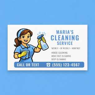 Blaue Haushälterei-Reinigung Service Visitenkarte