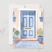 Blaue Haustür | Neues Haus Aquarellmalerei