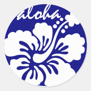 blaue Hawaii-Blume Runder Aufkleber